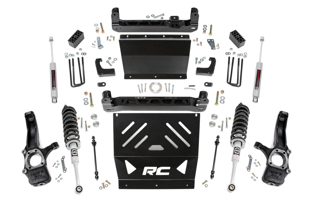 GMC Canyon Suspension Lift Kit - Rough Country - 4 Inch Lift Kit + N3 Struts - Metallic Silver - '15-'22